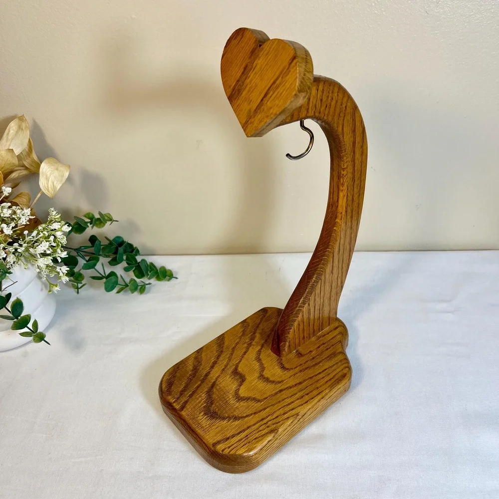 Vintage Hand-Crafted Heart Shaped Wood Banana Hook Holder
